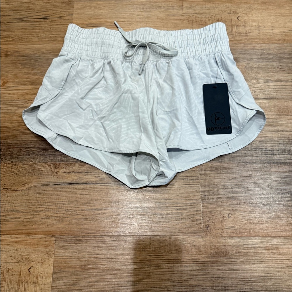 90 Degree By Reflex Zebra Silver Gray Women's Athletic Drawstring Shorts M